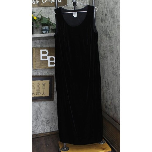 R&M Richards Womens Vintage Velvet Knit Sleeveless Sheath Dress Maxi Black 18W - Picture 1 of 5